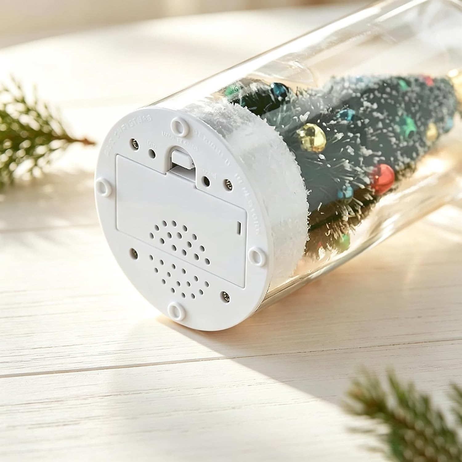 Recordable Christmas Tree Message in a Bottle Ornament with Playback | Voice Message Keepsake, Snow Scene Glass Bottle, Home Display, Christmas Decoration